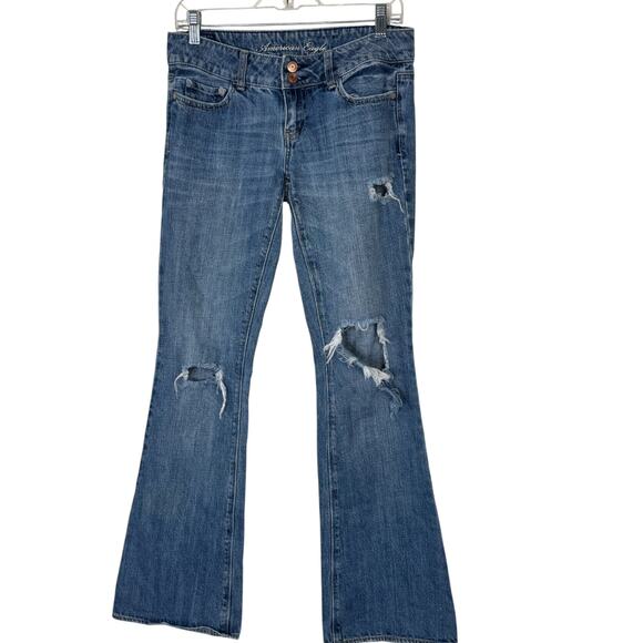 American Eagle Artist Jeans Women’s Size 2 Long Distressed Bootcut Denim - Picture 1 of 15